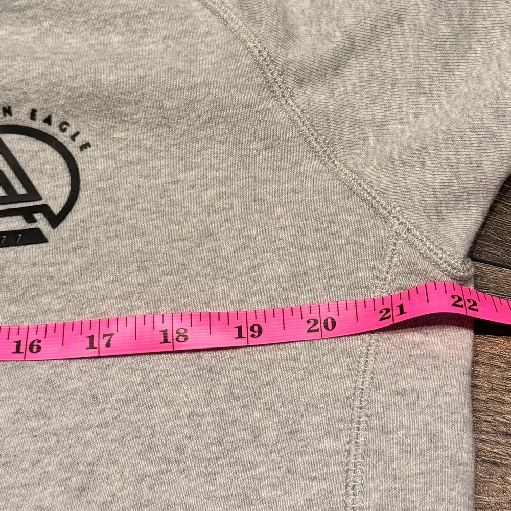 American Eagle Men's Gray Logo Pullover Hoodie Sweatshirt Heavyweight Sz Medium - Picture 7 of 8